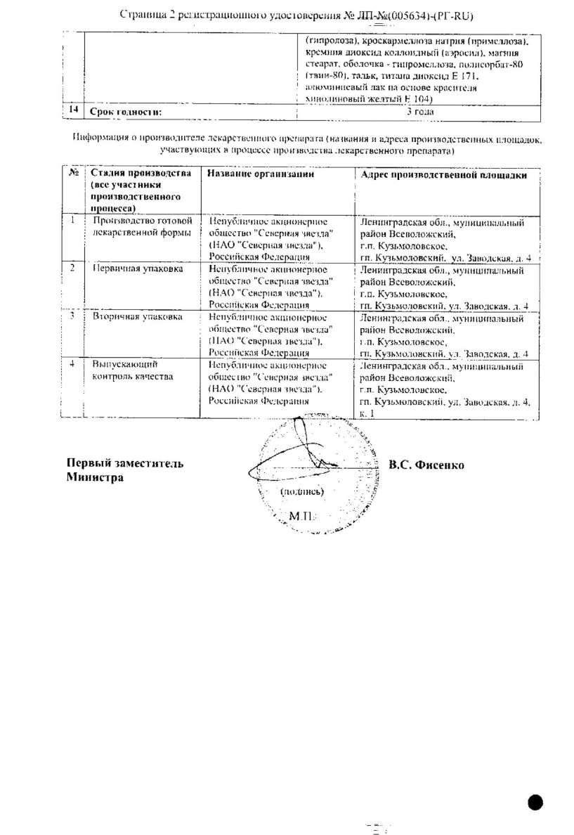 Сертификат на Фебуксостат-СЗ таблетки, покрытые пленочной оболочкой 120 мг, 30 шт.