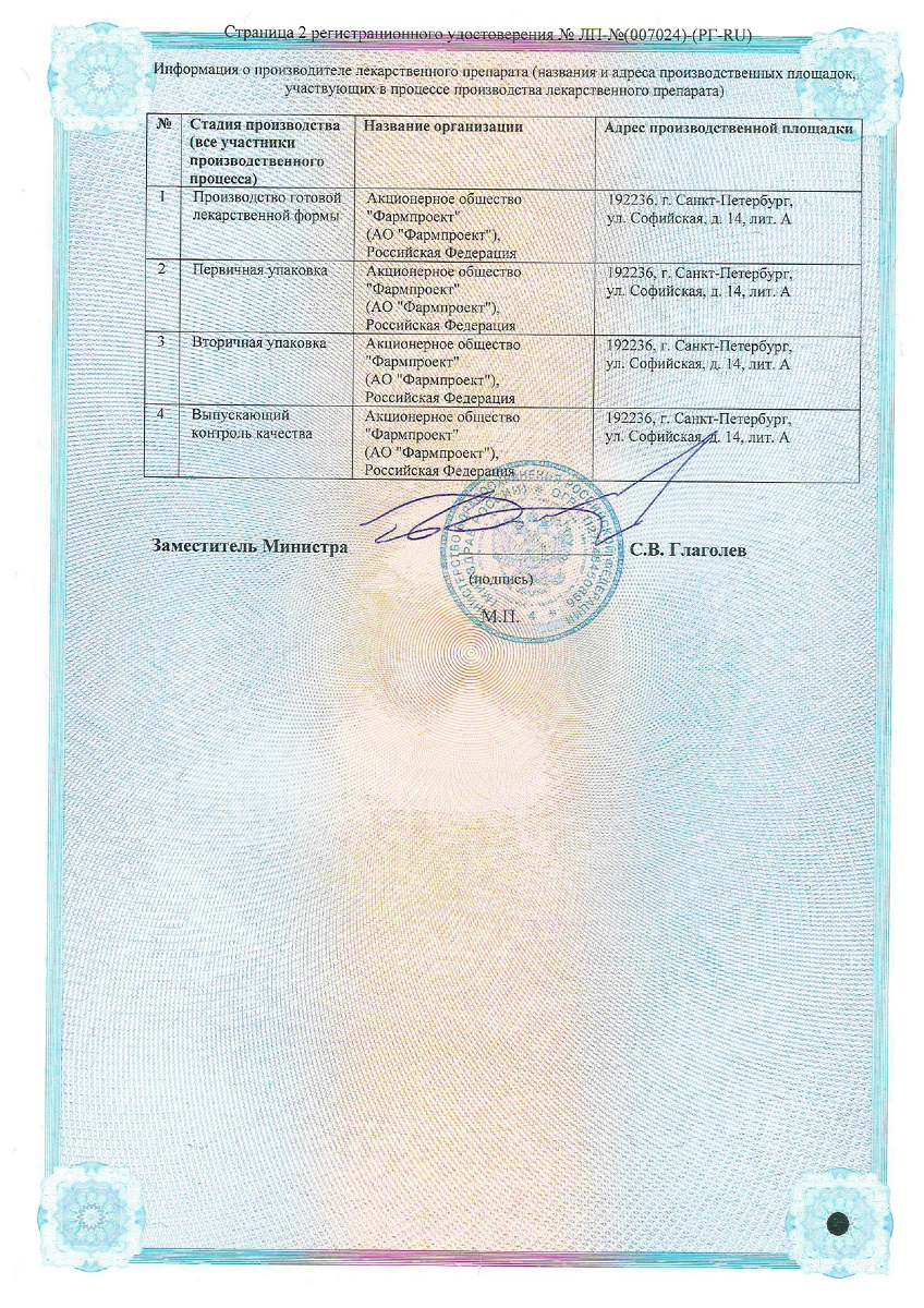 Сертификат на Глимепирид, таблетки 3 мг, 30 шт.