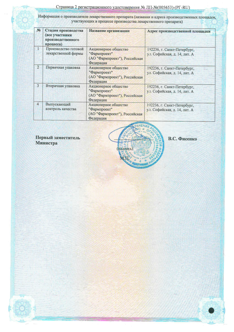 Сертификат на Торасемид, таблетки 5 мг, 20 шт.