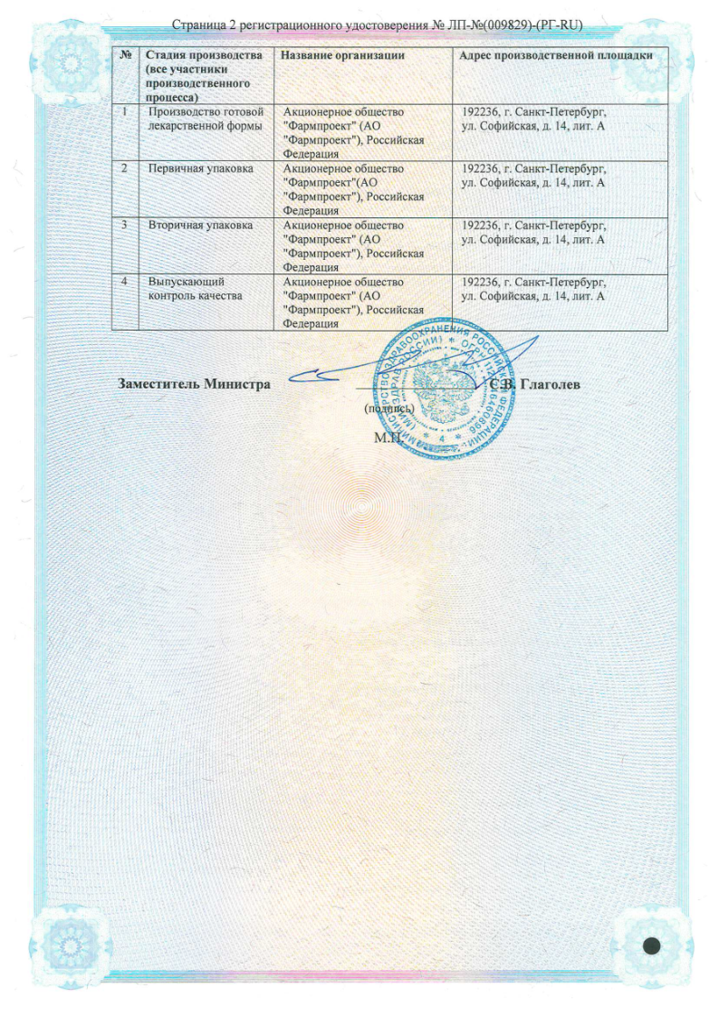 Сертификат на Винпоцетин таблетки 5 мг, 60 шт.