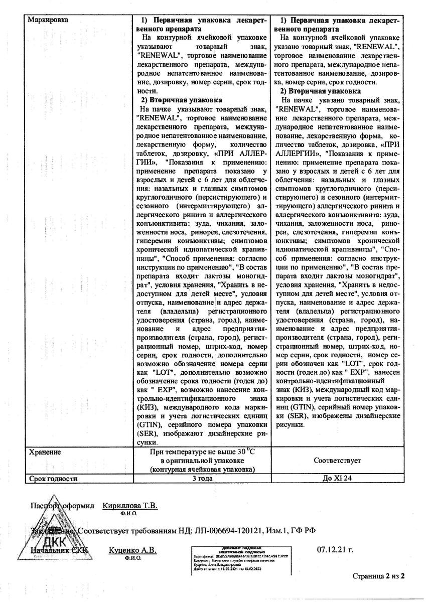 Сертификат на Сенсинор, таблетки, покрытые пленочной оболочкой, 10 мг, 30 шт.