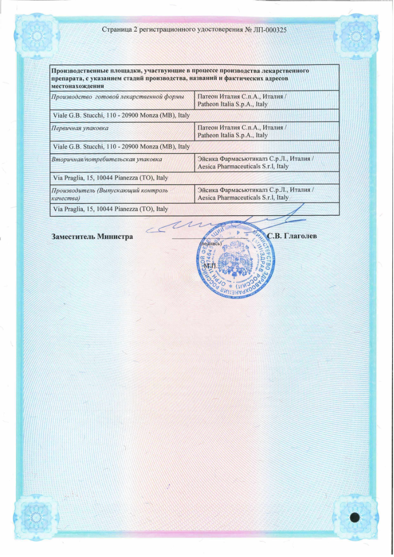 Сертификат на Кеппра, концентрат для приготовления раствора для инфузий 100мг/мл флакон 5 мл, 10 шт.