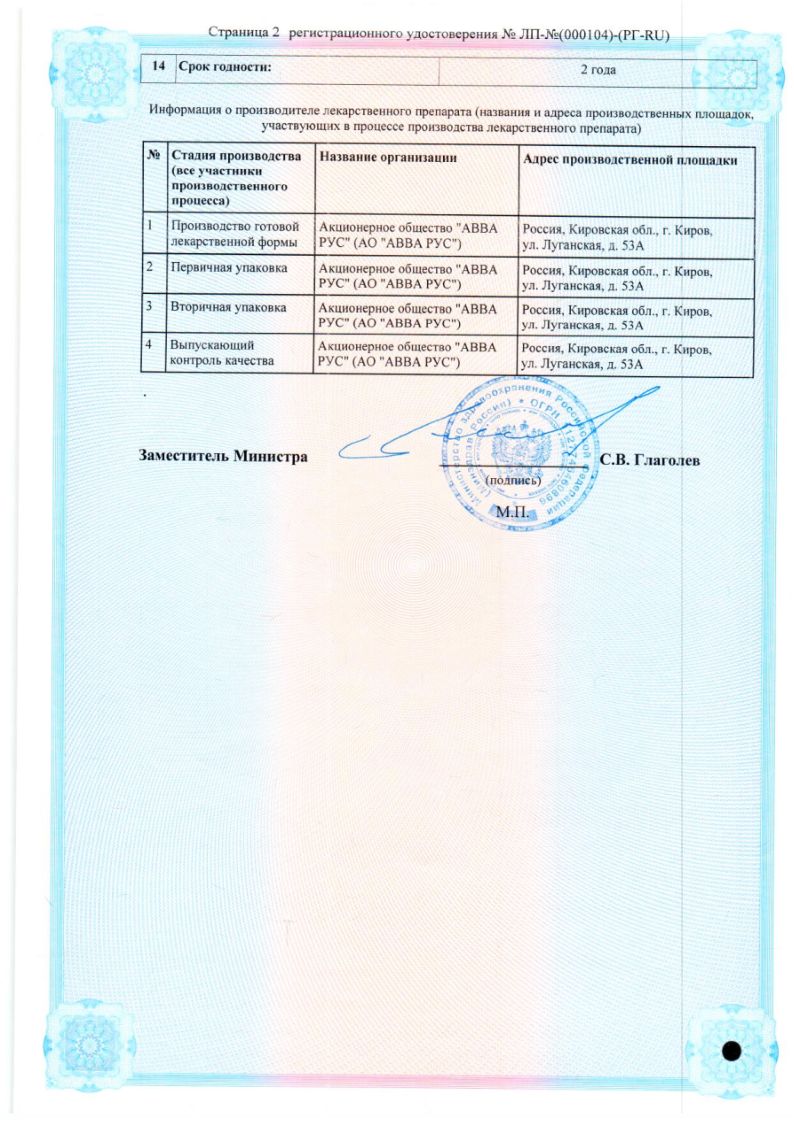 Сертификат на От тошноты и рвоты