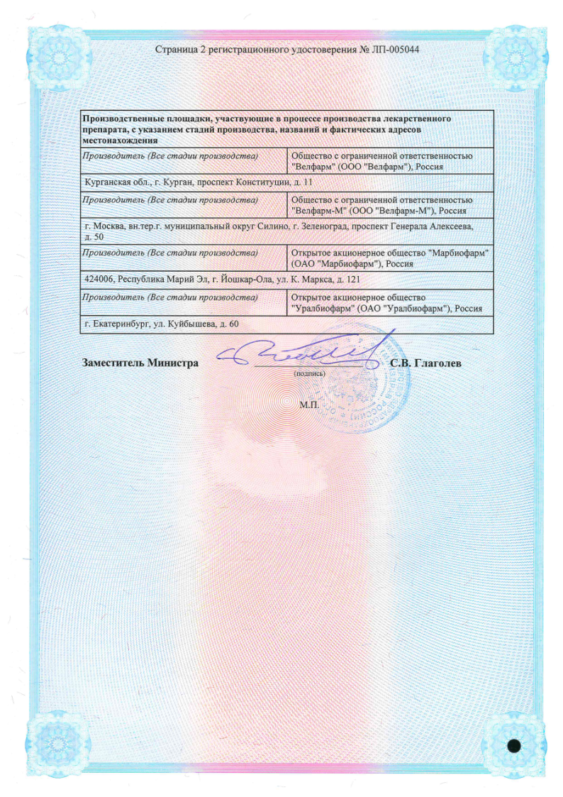 Сертификат на Кетопровел, таблетки, покрытые пленочной оболочкой 100 мг, 30 мг