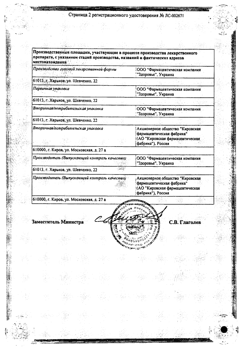 Сертификат на Раунатин, таблетки покрыт. плен. об. 2 мг (Здоровье), 50 шт.
