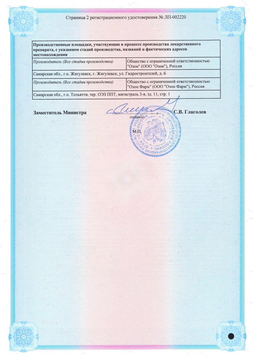 Сертификат на Лозартан, таблетки покрыт. плен. об. 50 мг (Озон), 30 шт.