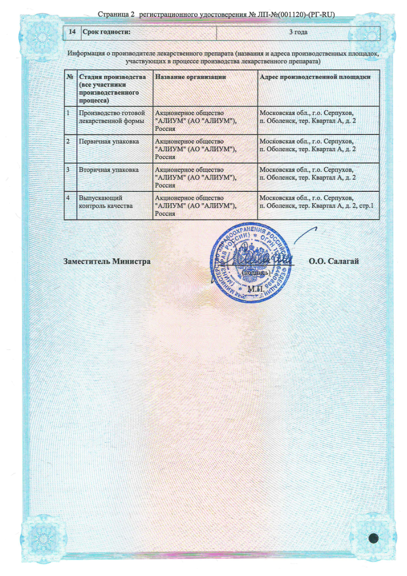 Сертификат на Лизиноприл-OBL, таблетки 5 мг, 30 шт.