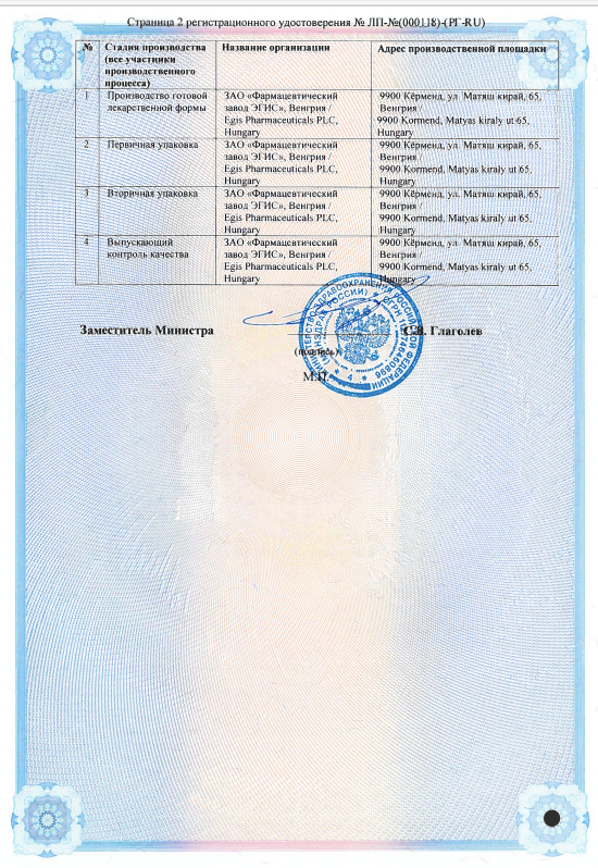 Сертификат на Галидор, таблетки 100 мг, 50 шт.